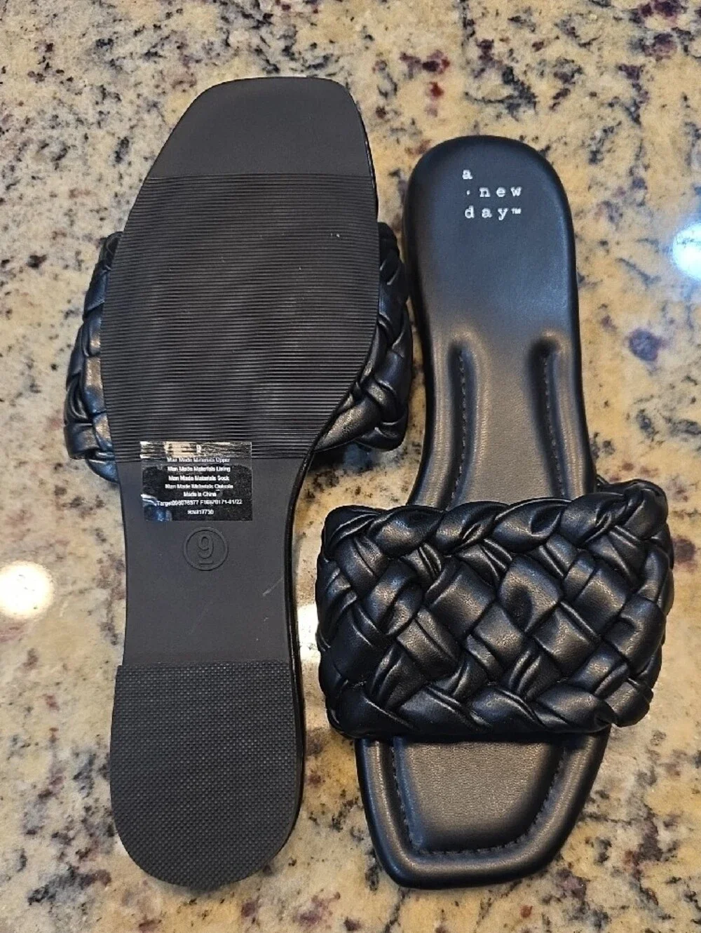 a new day Black Braided Slide Sandals